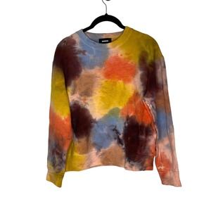 NWT Monrow Womens Coral Reef Boyfriend Sweatshirt XS Tie Dye Soft Long‎ Sleeve